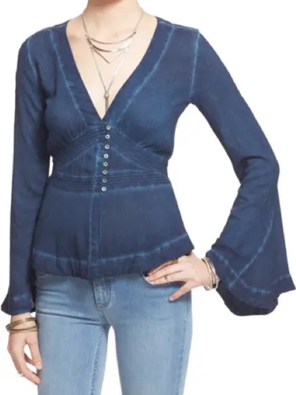 Free People "Boho" Crepe Blouse